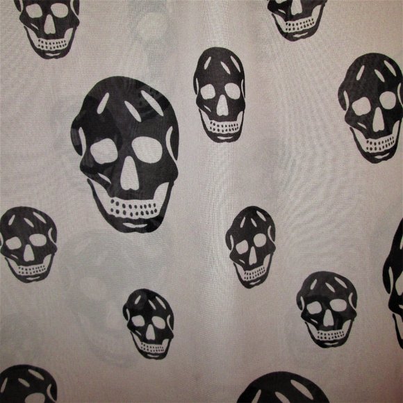 sheer skull top sexy skeleton shirt size medium goth top button down - Picture 2 of 4